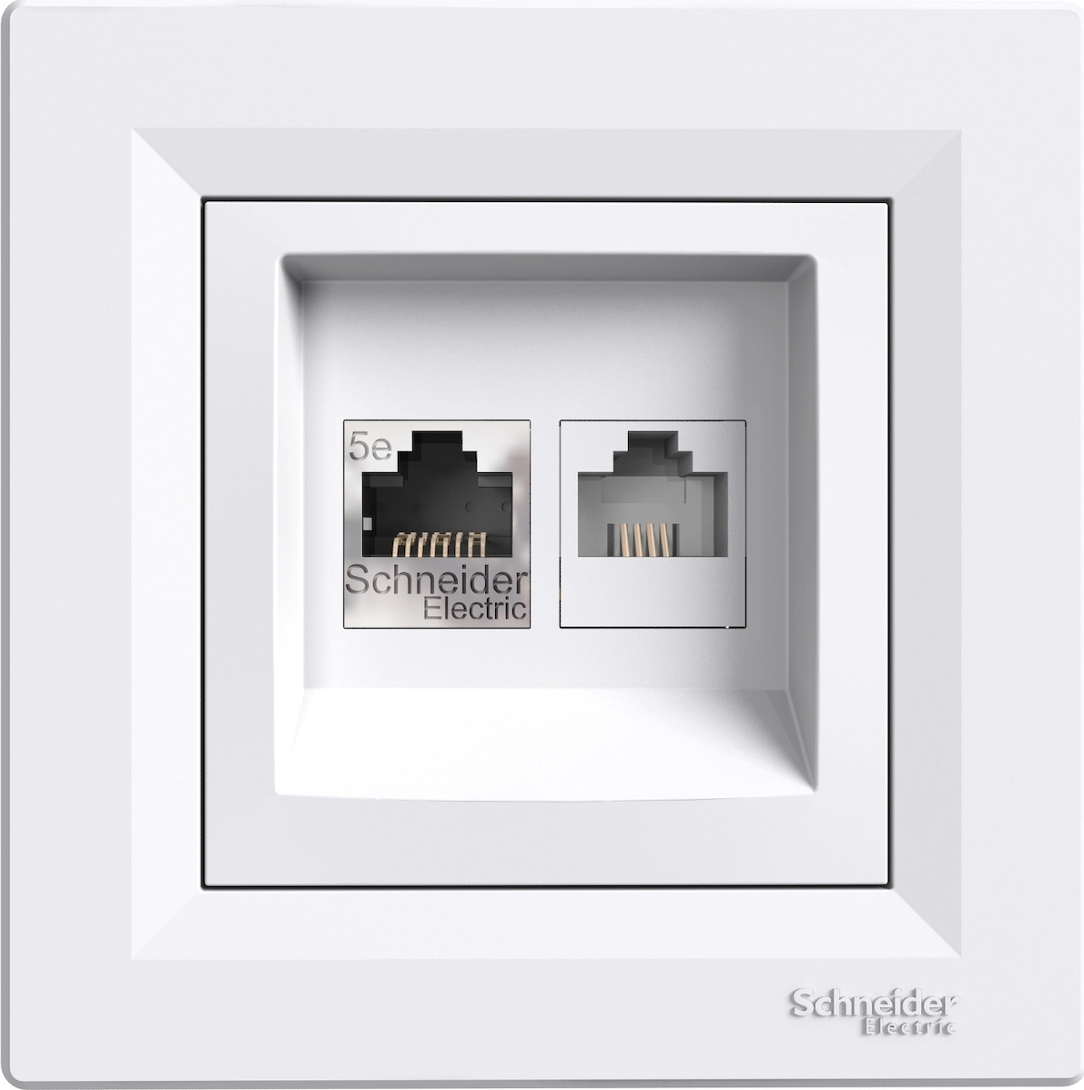 Schneider Electric Asfora Μονή Πρίζα Δικτύου και Τηλεφώνου RJ45/RJ11 με Πλαίσιο Τύπου Cat5 σε Λευκό Χρώμα EPH4900121