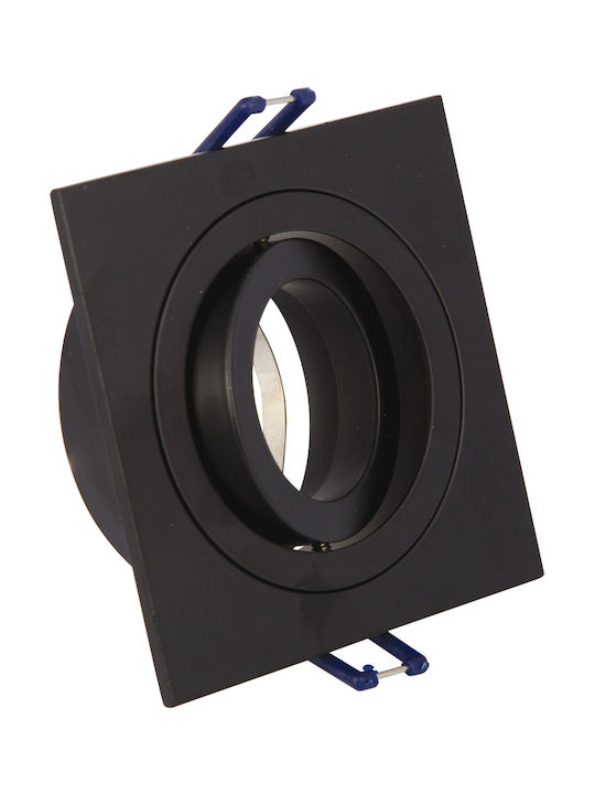 VK Lighting VK/03014G/B Τετράγωνο Μεταλλικό Χωνευτό Σποτ με Ντουί GU10 Κινούμενο σε Μαύρο χρώμα 9.3x9.3cm 64173-059121 - second view