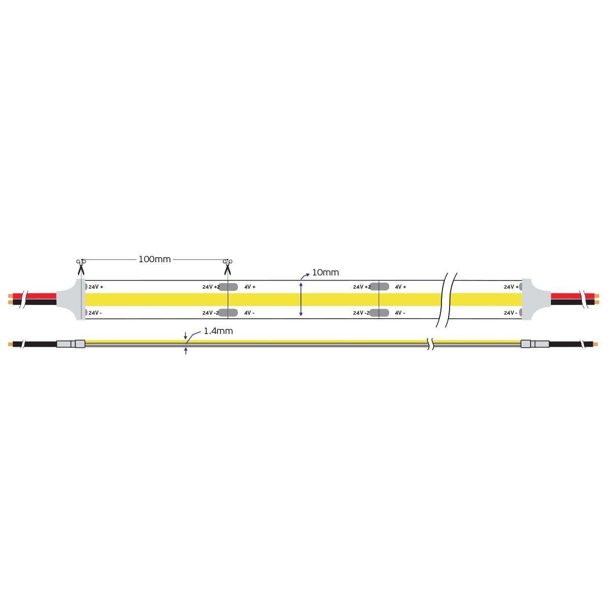 Ταινία Led Cob 24V 14W/m 1431lm/m 2700K 5m/roll CRI>90 IP20 VK/24/COB/927/512 78001-748724 - second view