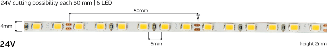 Ταινία Led SMD 2835 24V 9.69W/m 969lm/m 4000K 5m/roll CRI>90 IP20 VK/24/2835/C/120/4MM 78001-627126 - Κύρια εικόνα