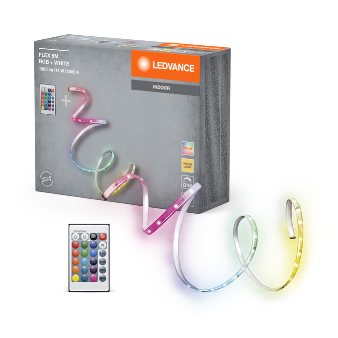 Ledvance Ταινία LED Flex 220V RGB Φως 5m με Τροφοδοτικό &amp; Τηλεχειριστήριο 4099854095443