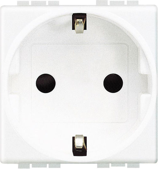 Legrand Bticino Μονή Χωνευτή Πρίζα Ρεύματος Λευκή N4141