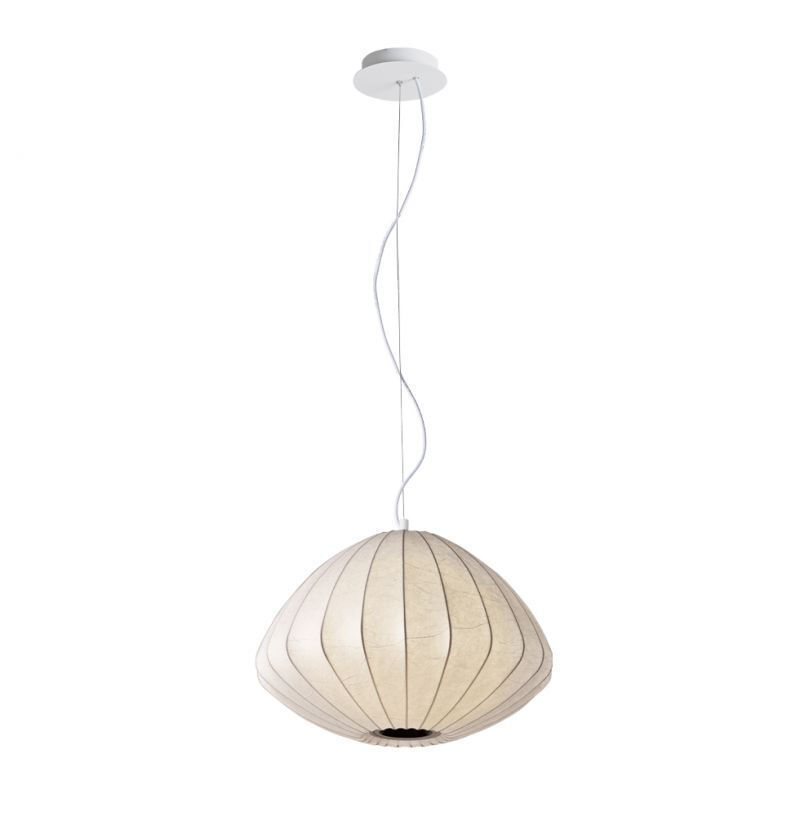 Viokef Κρεμαστό Φωτιστικό 380x38εκ. LED 11W + E27 από ατσάλι και μετάξι λευκό Bola - 4334300