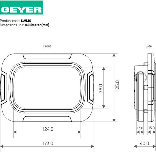 Προβολέας εργασίας μπαταρίας LED 10W 6500K 700lm IP54, μαύρο LWL10 GEYER LWL10 Μαύρο  - second view