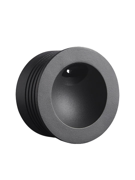 Φωτιστικό Led τοίχου, 220-240V, 2W, 3000K, 175lm, CRI>80, IP65, ø8x3.8cm, μαύρο VK/02147/B/W