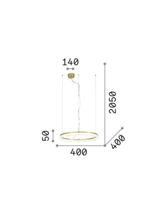 Ideal Lux Κρεμαστό Φωτιστικό Μαύρο LED με Θερμό Λευκό Φως 40εκ. 339139 - second view