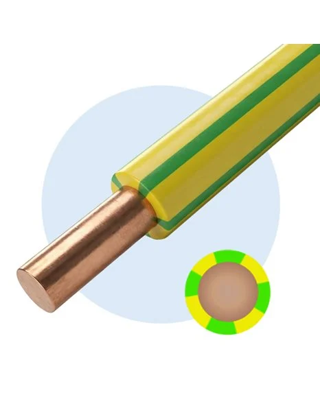 Καλώδιο μονοπολικό NYA H07V-U PVC 2,5mm² Πρασινοκίτρινο (NYA1X2,5ΠPAΣ/KI)
