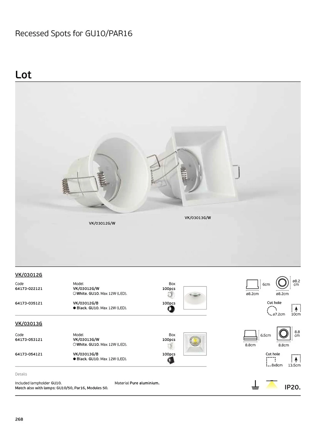 VK Lighting VK/03012G/W Στρογγυλό Μεταλλικό Χωνευτό Σποτ με Ντουί GU10 σε Λευκό χρώμα 8.3x8.3cm - second view