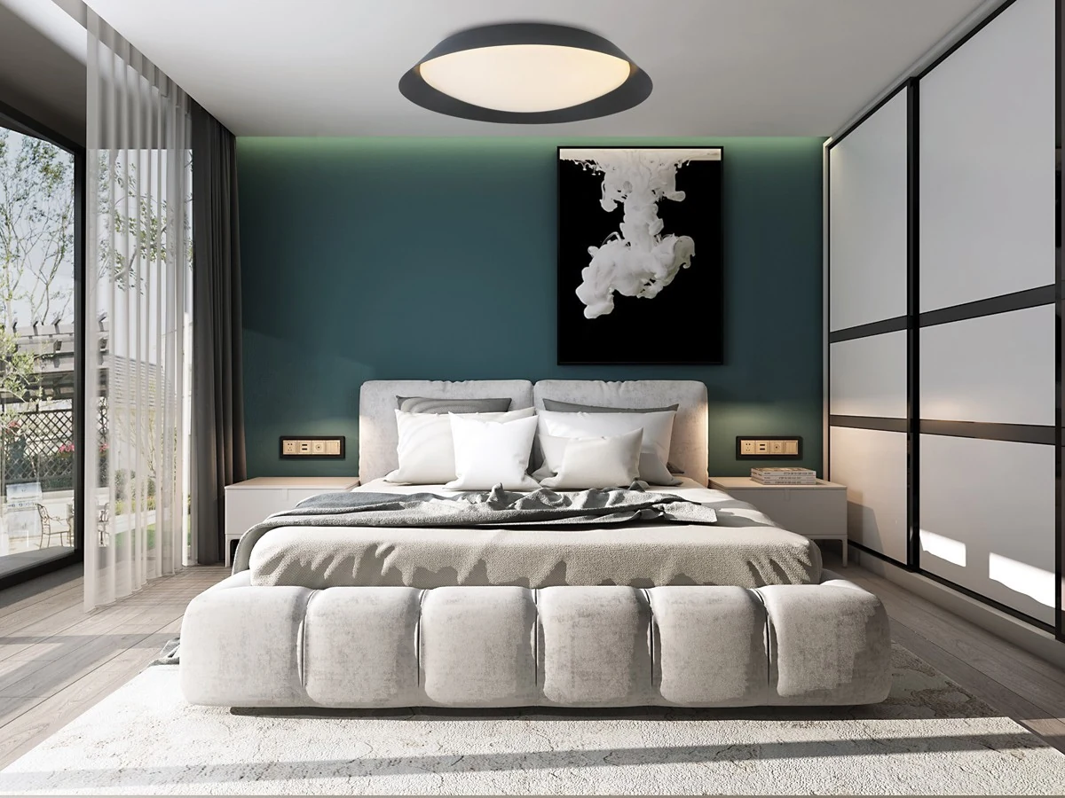 VK Lighting Μοντέρνα Μεταλλική Πλαφονιέρα Οροφής με Ενσωματωμένο LED σε Μαύρο χρώμα 45cm VK/04253CE/B/W/45 - μικρογραφία 4