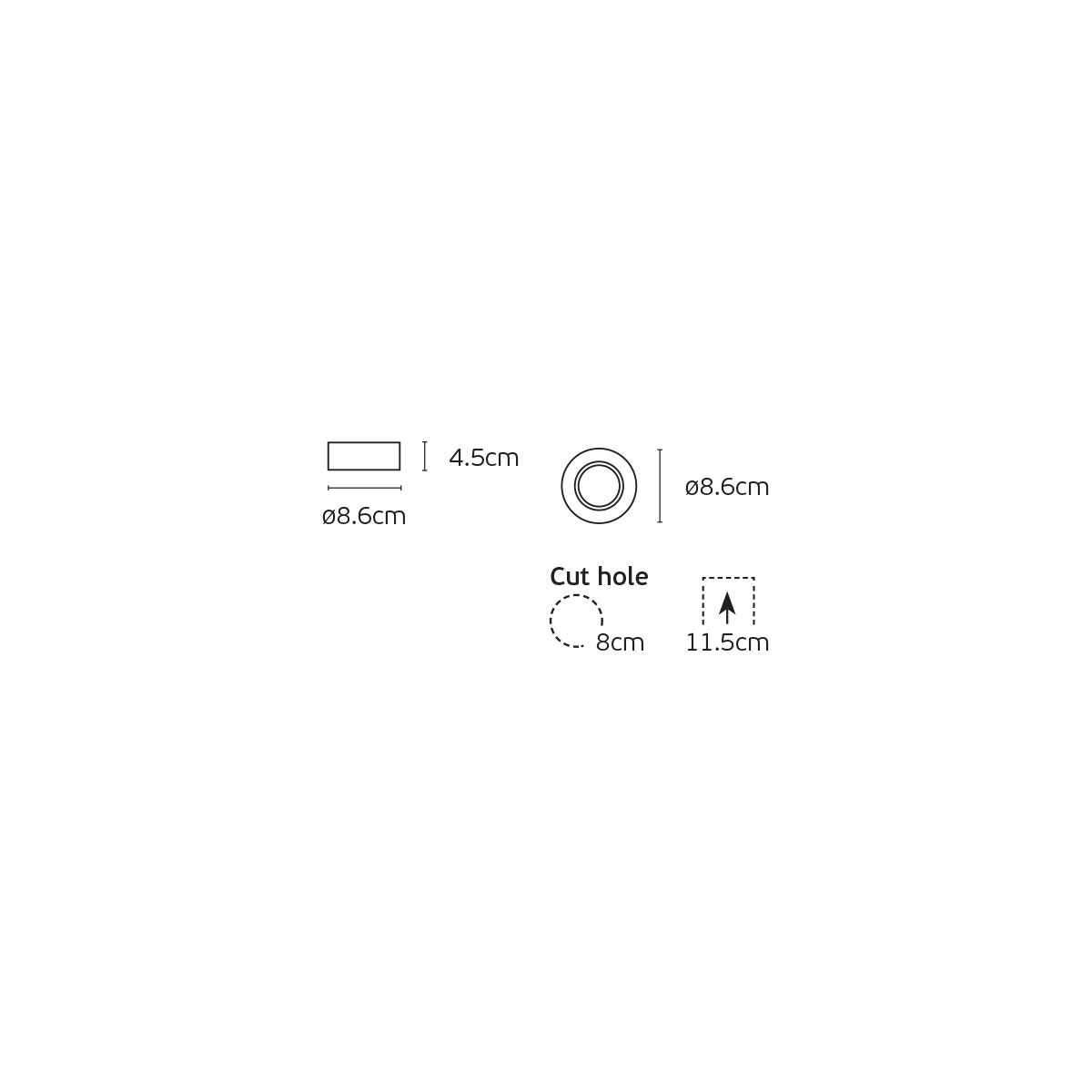 Σποτ στρογγυλό σταθερό GU10/PAR16 Max12W (LED) IP20 ø8.6x4.5cm λευκό VK/03012G/HQ/W 64173-130121 - second view