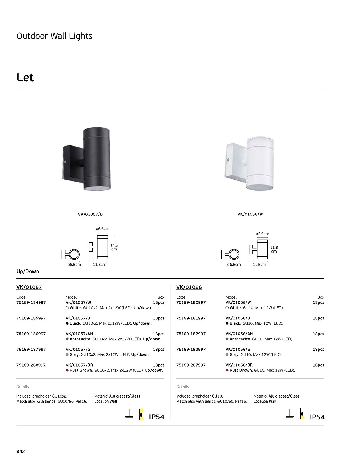 VK Lighting VK/01057/W Επιτοίχιο Σποτ Εξωτερικού Χώρου GU10 σε Λευκό Χρώμα