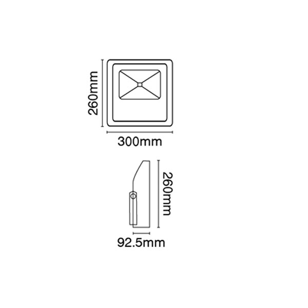 Προβολέας LED SMD αλουμινίου 100W 3000k-4000K-6000K  Θερμό λευκό φως 180-250V 10.000Lm στεγανός IP65 - second view