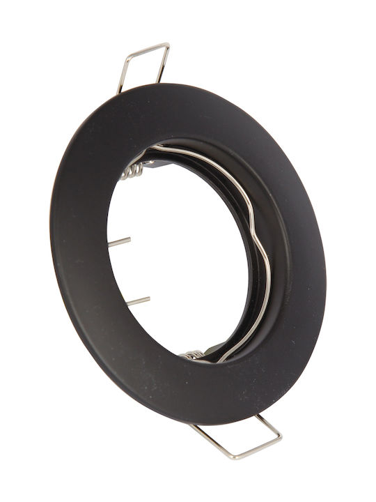 VK Lighting VK/03009G/B Στρογγυλό Μεταλλικό Χωνευτό Σποτ με Ντουί GU10 σε Μαύρο χρώμα 7.7x7.7cm