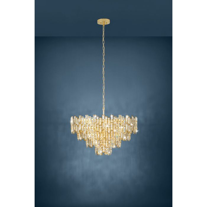 Eglo Calmeilles Πολυέλαιος 10xE14 Ø78cm με Κρύσταλλα Χάλκινος 39614