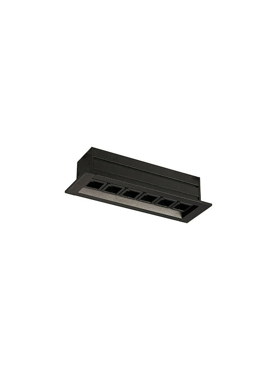 VK Lighting VK/04267/B/6/W Παραλληλόγραμμο Μεταλλικό Χωνευτό Σποτ με Ενσωματωμένο LED και Θερμό Λευκό Φως 6W σε Μαύρο χρώμα 14.2x5cm