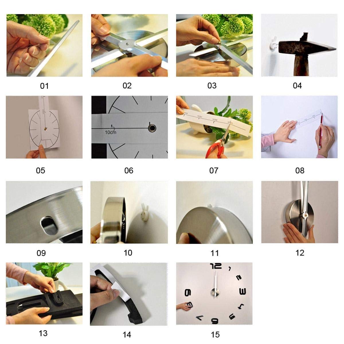 ΡΟΛΟΪ ΤΟΙΧΟΥ ΜΕ ΝΟΥΜΕΡΑ ΜΕΓΑΛΟ DIY WALL CLOCK LARGE ΜΑΥΡΟ - second view