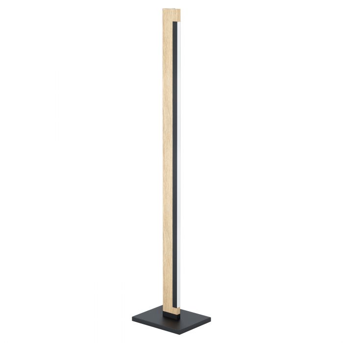 Eglo Φωτιστικό Δαπέδου LED Camacho 22W 2400Lm Μαύρο με Ξύλο Καφέ και Πλαστικό Λευκό - 99296