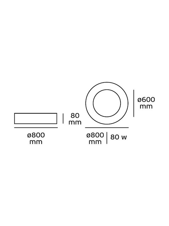 VK Lighting VK/04243CE/AN/W/80 Μοντέρνα Μεταλλική Πλαφονιέρα Οροφής με Ενσωματωμένο LED σε Γκρι χρώμα 80cm - second view