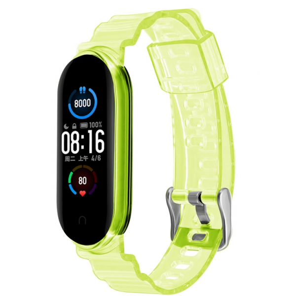 ΛΟΥΡΑΚΙ ΣΙΛΙΚΟΝΗΣ ΜΕ ΚΟΥΜΠΩΜΑ XIAOMI MI BAND 5/6 - ΔΙΑΦΑΝΟ ΛΑΧΑΝΙ