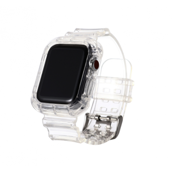 ΛΟΥΡΑΚΙ ΣΙΛΙΚΟΝΗΣ ΜΕ ΚΟΥΜΠΩΜΑ JELLY STRAP APPLE WATCH 42MM - ΔΙΑΦΑΝΟ