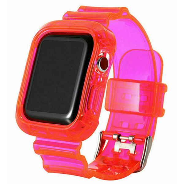 ΛΟΥΡΑΚΙ ΣΙΛΙΚΟΝΗΣ ΜΕ ΚΟΥΜΠΩΜΑ JELLY STRAP APPLE WATCH 42MM - ΔΙΑΦΑΝΟ ΦΟΥΞ