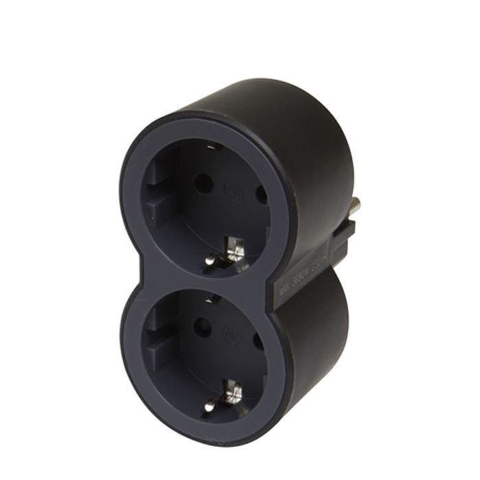 Αντάπτορ Πρίζας Σούκο σε 2 Πρίζες Σούκο Μαύρο [Legrand 694517]