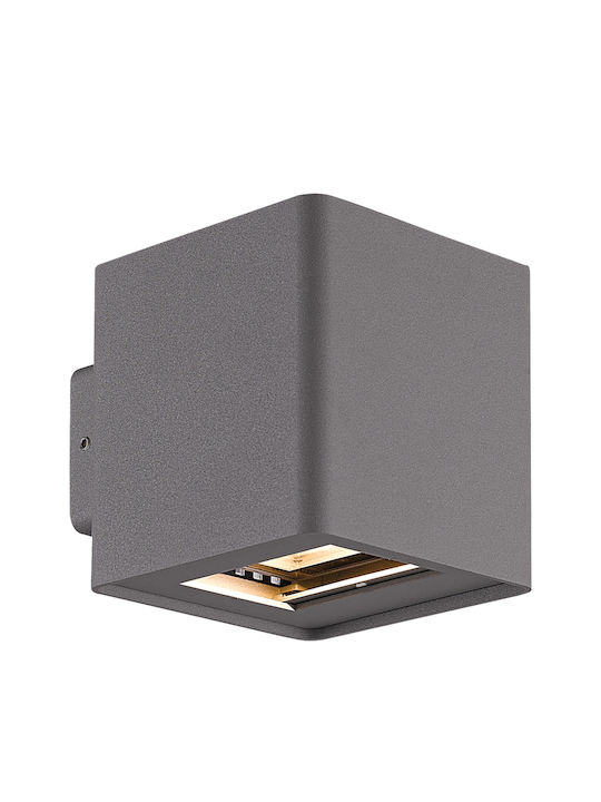 VK Lighting VK/02093/AN/W Στεγανή Επιτοίχια Πλαφονιέρα Εξωτερικού Χώρου με Ενσωματωμένο LED σε Γκρι Χρώμα 