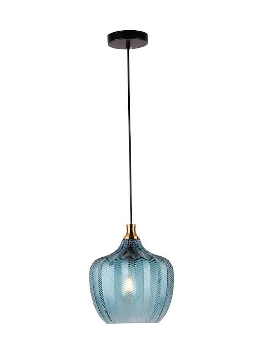 Zambelis Lights Vintage Κρεμαστό Φωτιστικό Μονόφωτο με Ντουί E27 σε Μπλε Χρώμα 19175