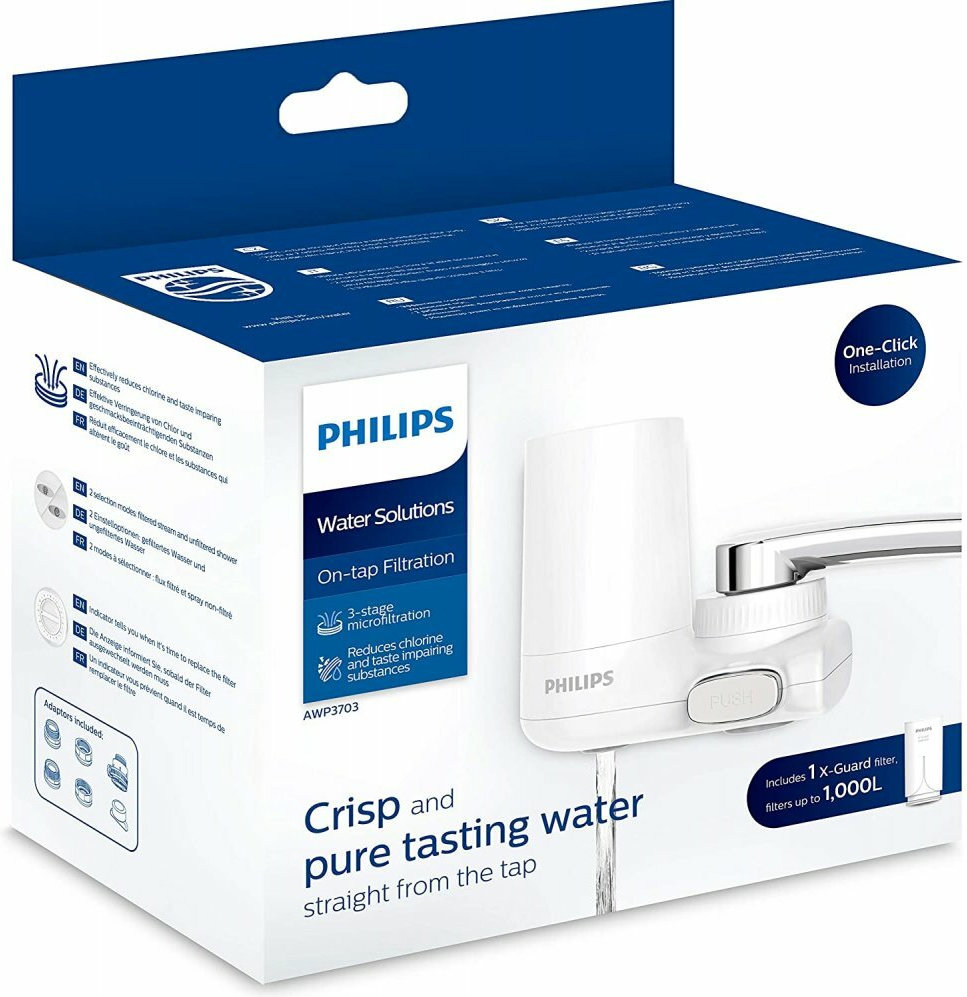 Philips On Tap Φίλτρο Νερού Βρύσης Λευκό Ενεργός Άνθρακας 0.1 μm AWP3703/10 